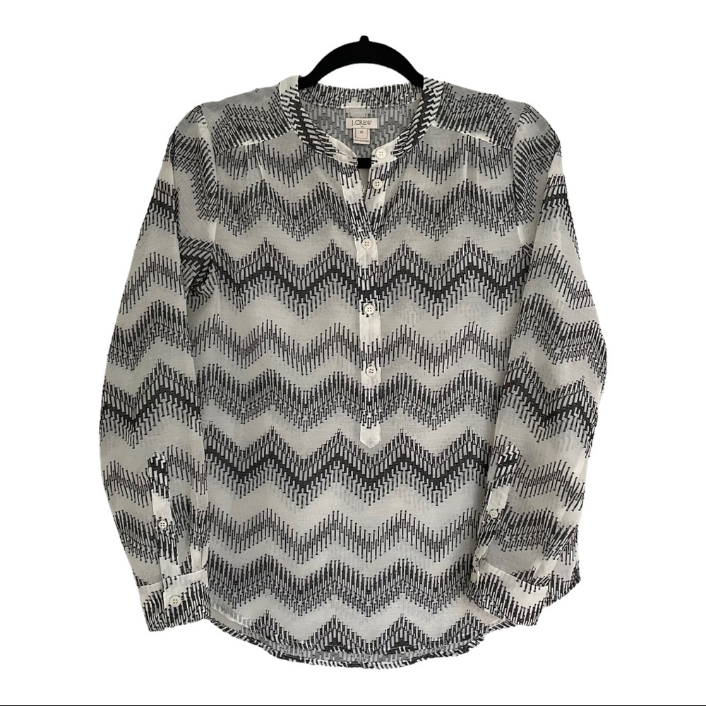 J.Crew Zip Zap Clip Dot Popover Sheer Blouse View 3